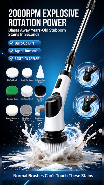 💛💛9-in-1 Electric Spin Scrubber with Telescopic Handle,Suitable for cleaning bathrooms, floors, bathtubs, tiles and gaps.