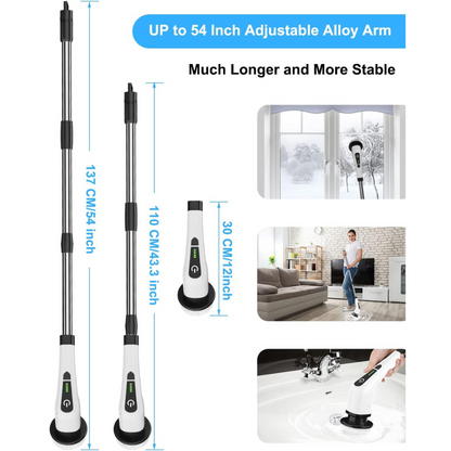 9-in-1 Electric Spin Scrubber with Telescopic Handle,Suitable for cleaning bathrooms, floors, bathtubs, tiles and gaps.