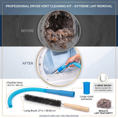 🧹 Deep-Reach Cleaning Kit | Brush & Vacuum Hose for Hidden Lint, Hair & Tight Gaps