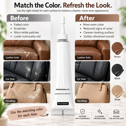 Leather & Vinyl Repair Color Kit – Restore Worn, Faded & Scuffed Surfaces