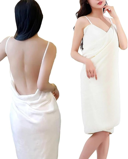 Towel Wrap for Women - Adjustable Straps Ultra Absorbent & Quick Dry Bathrobe, Lightweight for Shower, Spa, Pool
