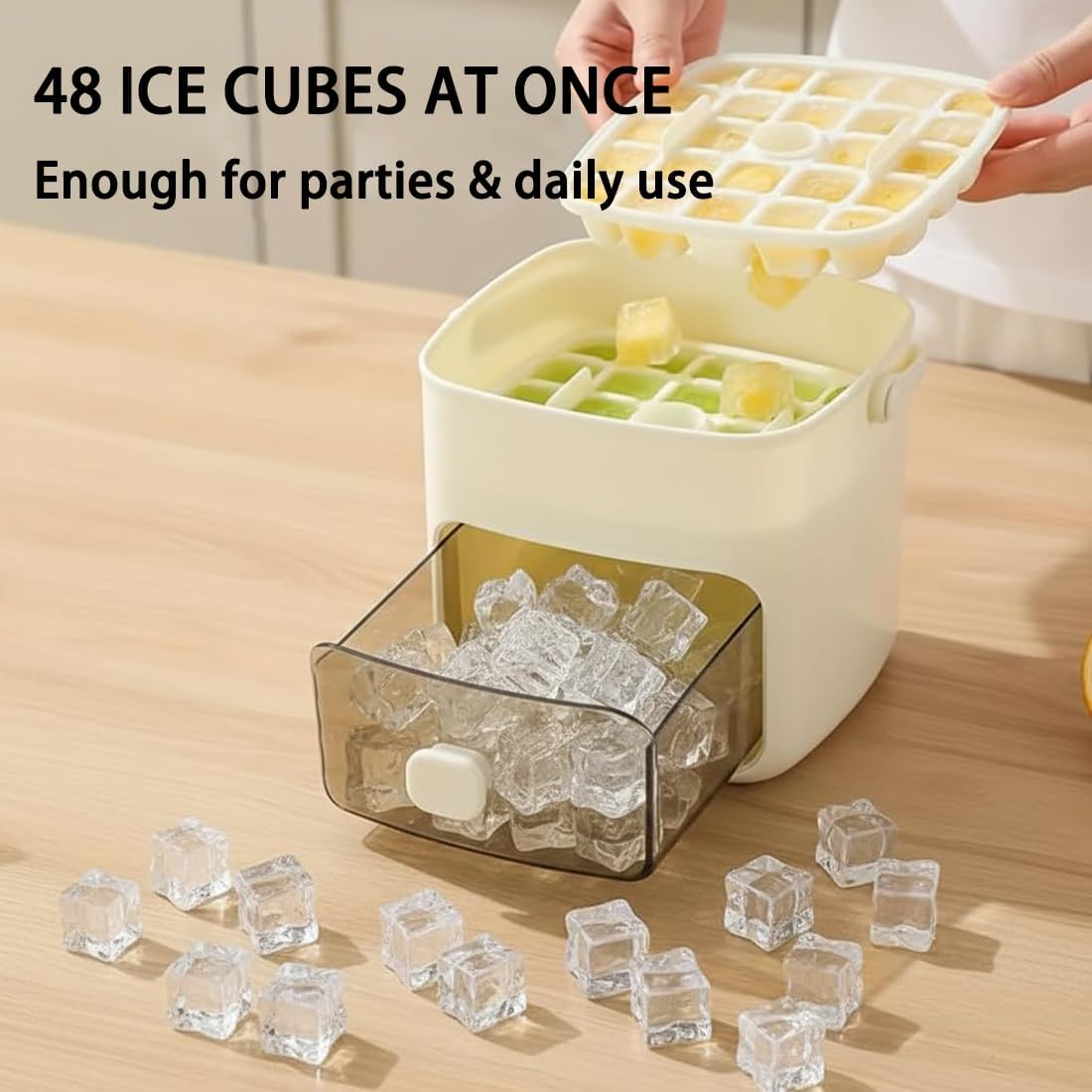 𝑺𝑪𝑵𝑫𝑹® 2026 EasyChill Ice Cube Maker — 48 Cubes, One Press, No Mess