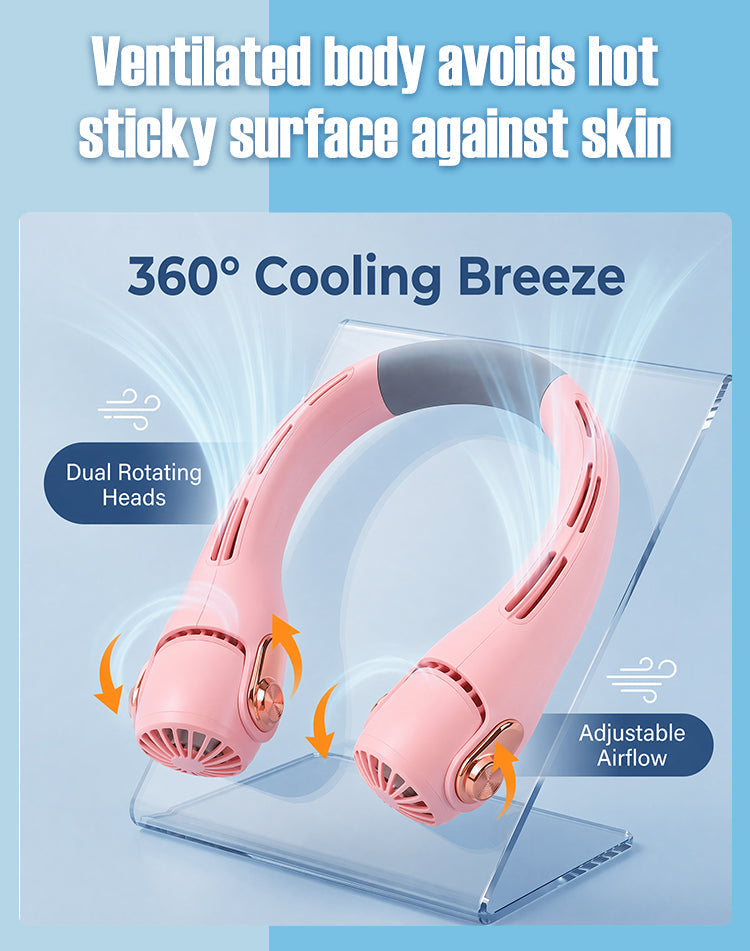 🎁🎁2026 Portable Neck Fan,💨 50% OFF! 360° rotating, 3 speeds. Hands‑free cooling,  4000mAh USB Rechargeable.