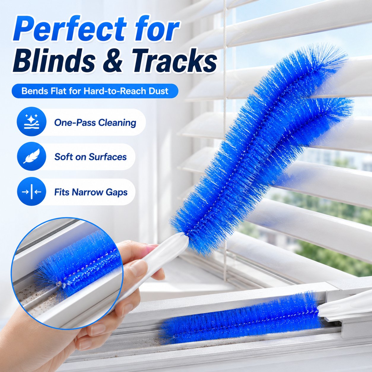 🔥 Flexible Microfiber Fan & Blind Cleaning Brush ✨ Bendable Dust Cleaner for Ceiling Fans, Window Blinds, Air Vents, Shutters & Hard-to-Reach Areas 🧹 Reusable Household Cleaning Tool