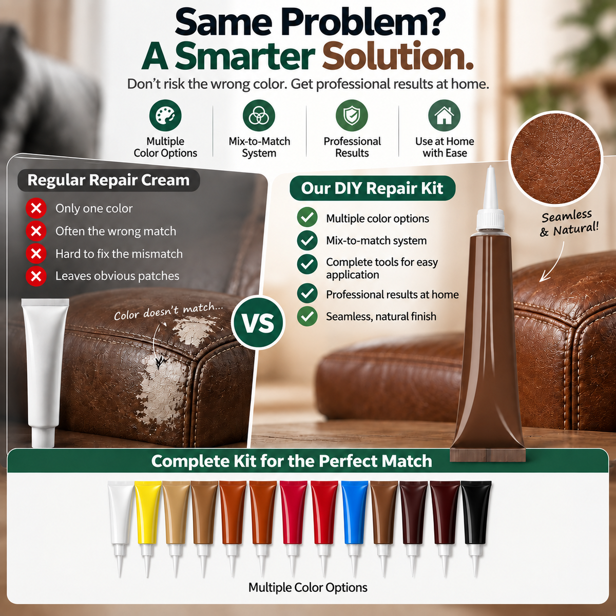 Leather & Vinyl Repair Color Kit – Restore Worn, Faded & Scuffed Surfaces