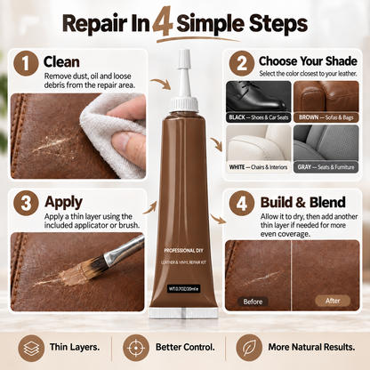 Leather & Vinyl Repair Color Kit – Restore Worn, Faded & Scuffed Surfaces