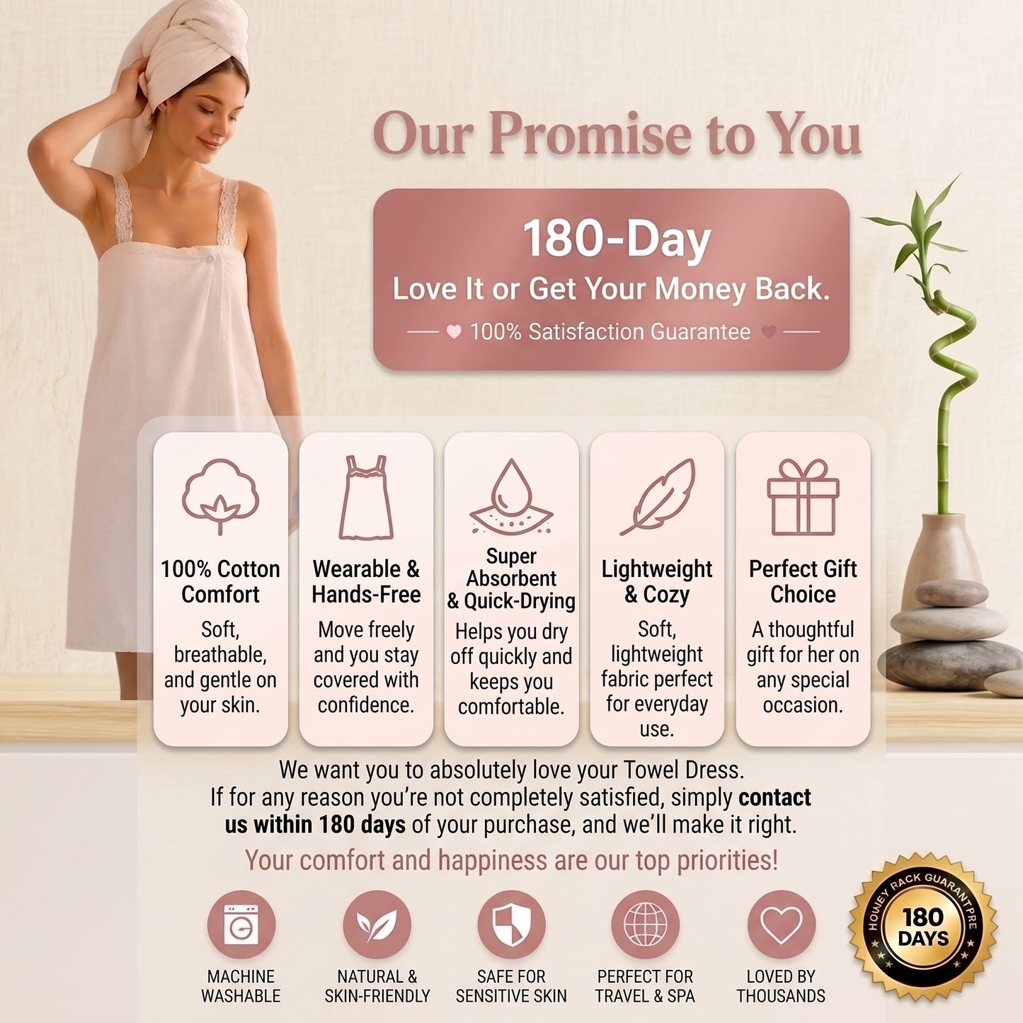 Towel Wrap for Women - Adjustable Straps Ultra Absorbent & Quick Dry Bathrobe, Lightweight for Shower, Spa, Pool