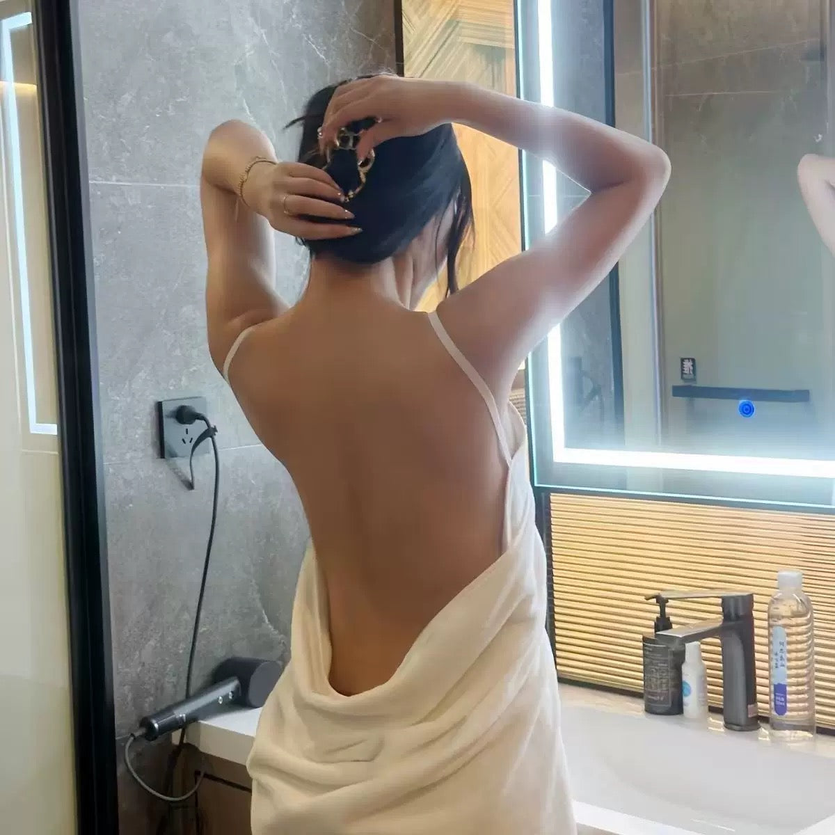 Towel Wrap for Women - Adjustable Straps Ultra Absorbent & Quick Dry Bathrobe, Lightweight for Shower, Spa, Pool