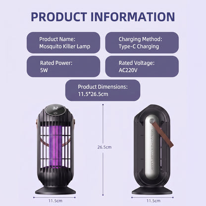 ⚡⚡Portable Dual-Sided UV Mosquito Killer Lamp with CO₂ Attraction, 4000mAh Rechargeable Battery, USB Type-C Charging, Dusk-to-Dawn Sensor for Indoor & Outdoor Use, Patios, Bedrooms and Camping