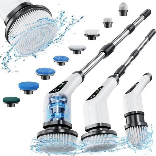 🏆9-in-1 Electric Spin Scrubber with Telescopic Handle,Suitable for cleaning bathrooms, floors, bathtubs, tiles and gaps.