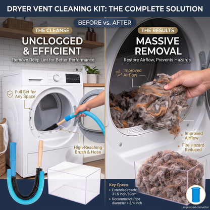 🧹 Deep-Reach Cleaning Kit | Brush & Vacuum Hose for Hidden Lint, Hair & Tight Gaps