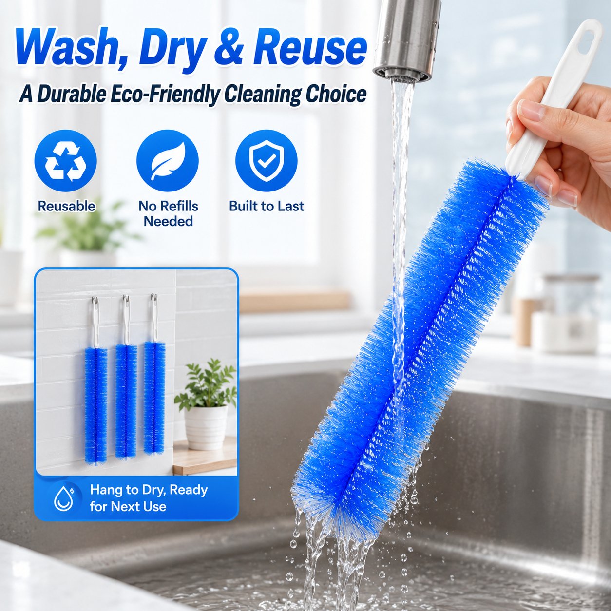 🔥 Flexible Microfiber Fan & Blind Cleaning Brush ✨ Bendable Dust Cleaner for Ceiling Fans, Window Blinds, Air Vents, Shutters & Hard-to-Reach Areas 🧹 Reusable Household Cleaning Tool