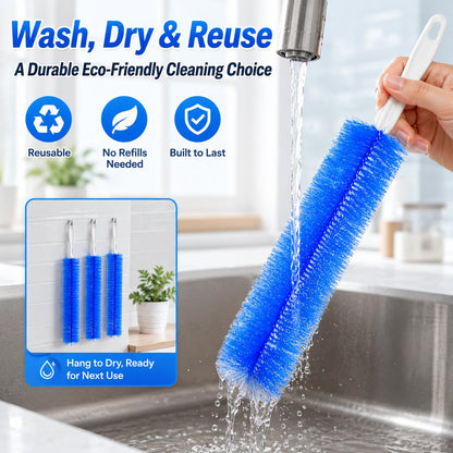 🔥 Flexible Microfiber Fan & Blind Cleaning Brush ✨ Bendable Dust Cleaner for Ceiling Fans, Window Blinds, Air Vents, Shutters & Hard-to-Reach Areas 🧹 Reusable Household Cleaning Tool