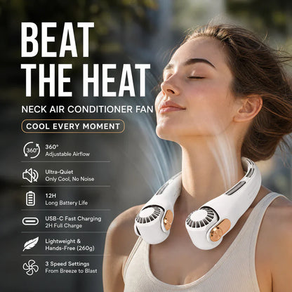 🎁🎁2026 Portable Neck Fan,💨 50% OFF! 360° rotating, 3 speeds. Hands‑free cooling,  4000mAh USB Rechargeable.