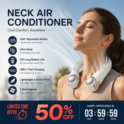🎁🎁2026 Portable Neck Fan,💨 50% OFF! 360° rotating, 3 speeds. Hands‑free cooling,  4000mAh USB Rechargeable.